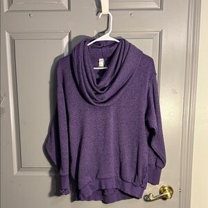 Elegant Purple Cowl Neck Sweater